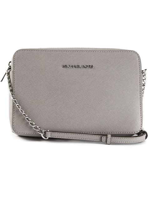 michael kors double pouch crossbody grey|grey leather crossbody bags.